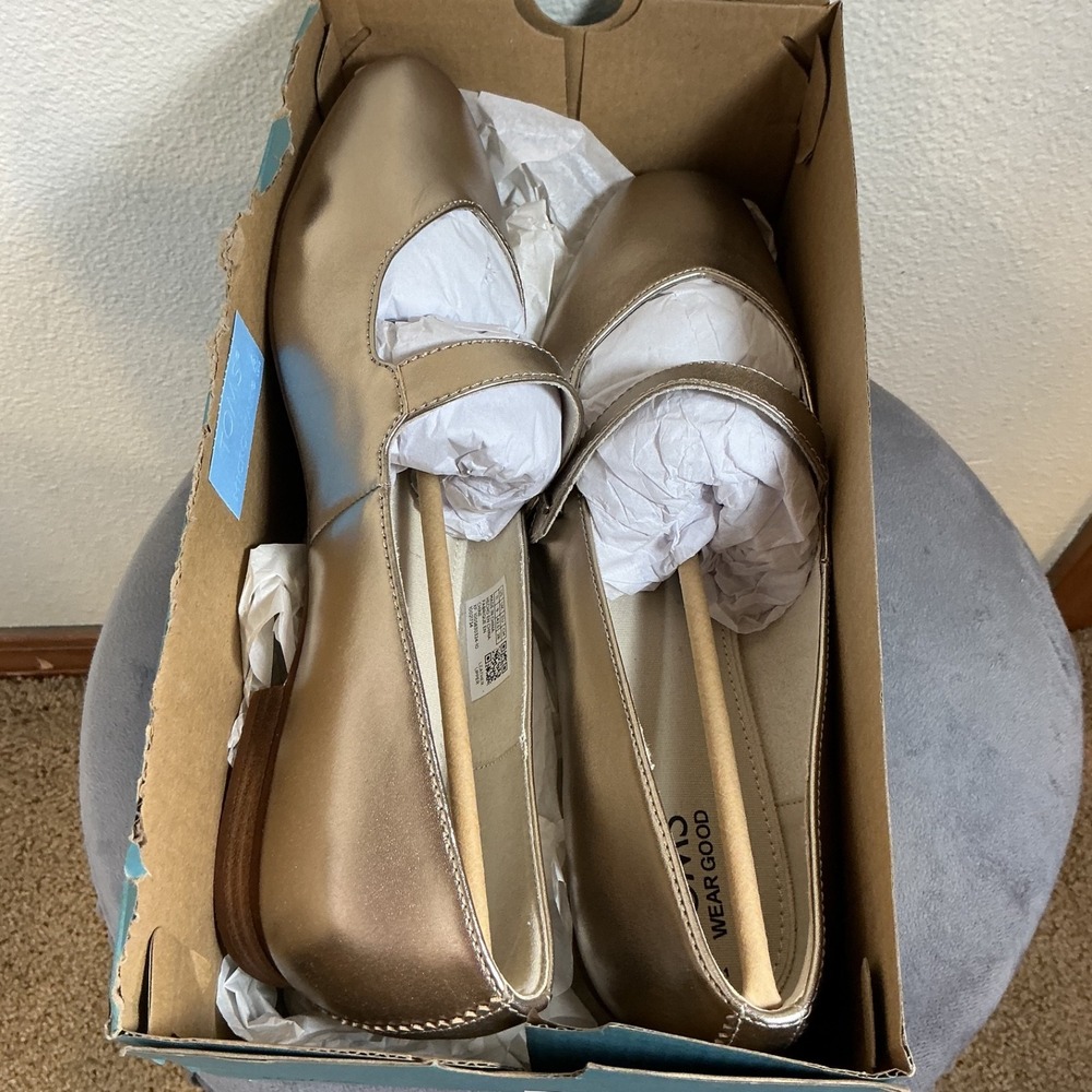 TOMS Bianca Mary Jane Ballet Flats Womens‎ Gold Casual Size 11 Leather Metallic - Picture 2 of 13